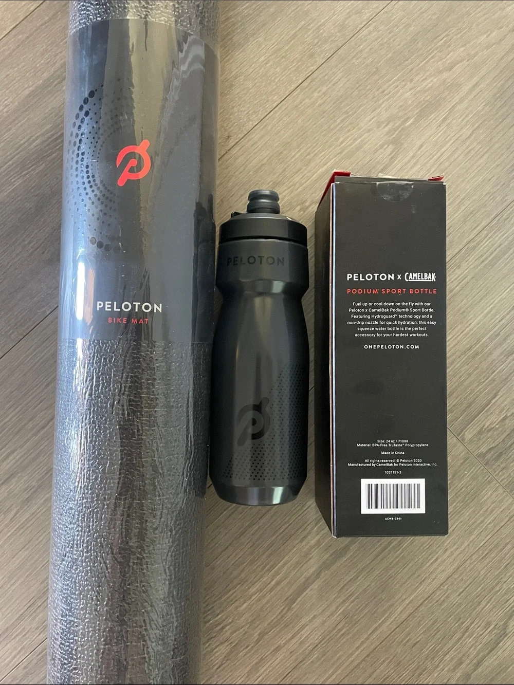 Peloton Bike Mat and NIB Podium Sport Bottle Bundle - Picture 2 of 7
